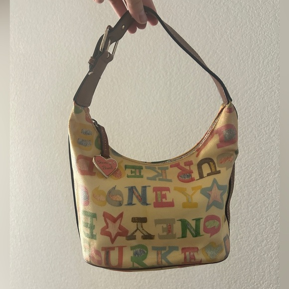 Dooney & Bourke Vintage Multicolor Rainbow Logo Shoulder Bag, Heart Charm - Picture 3 of 13